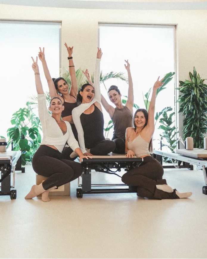 Beginner-friendly Pilates group at DUA Women's Private Yoga Studio in Da Nang